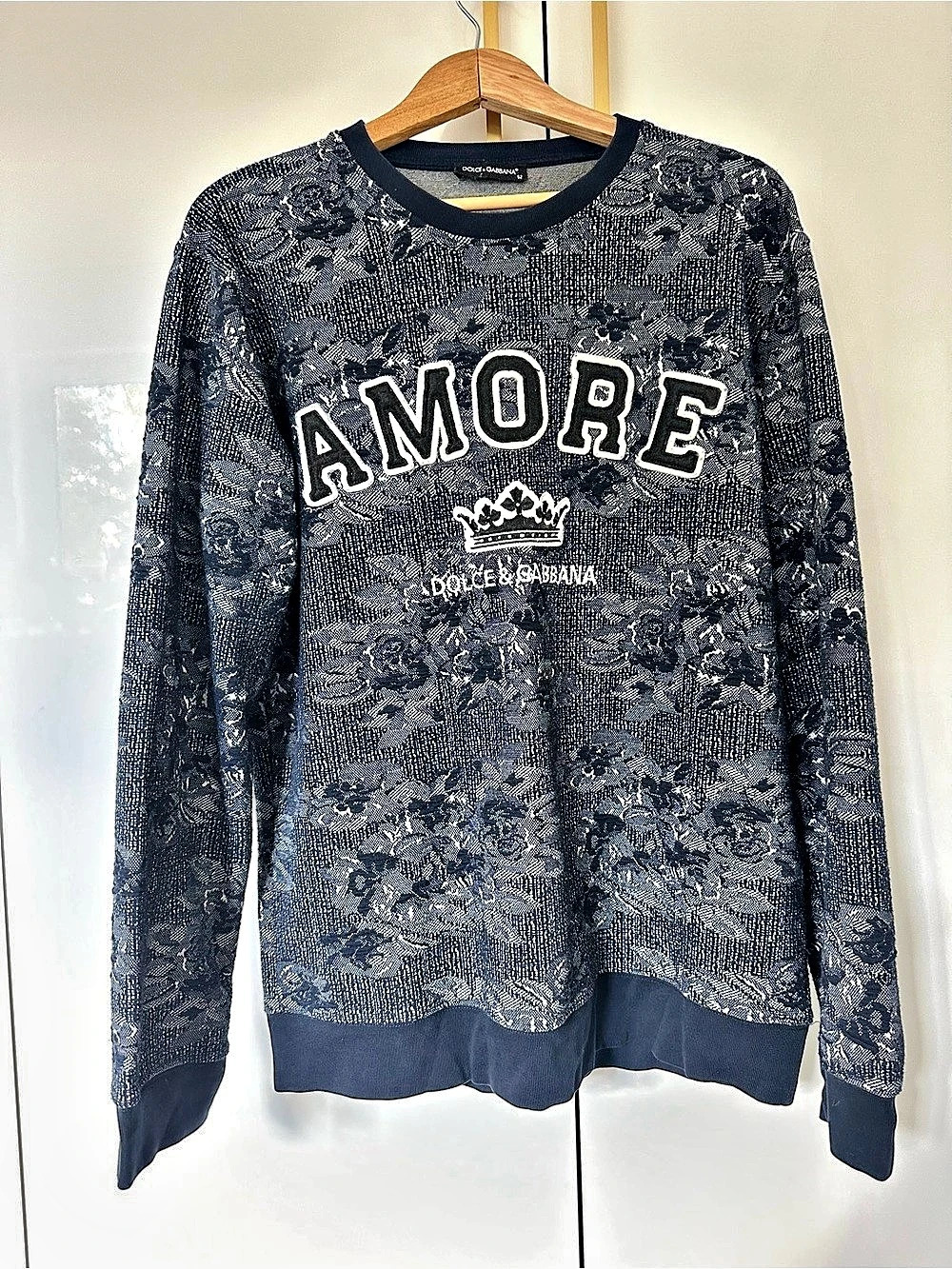 Dolce & Gabbana Amore Floral Jacquard Embroidered Sweatshirt Large